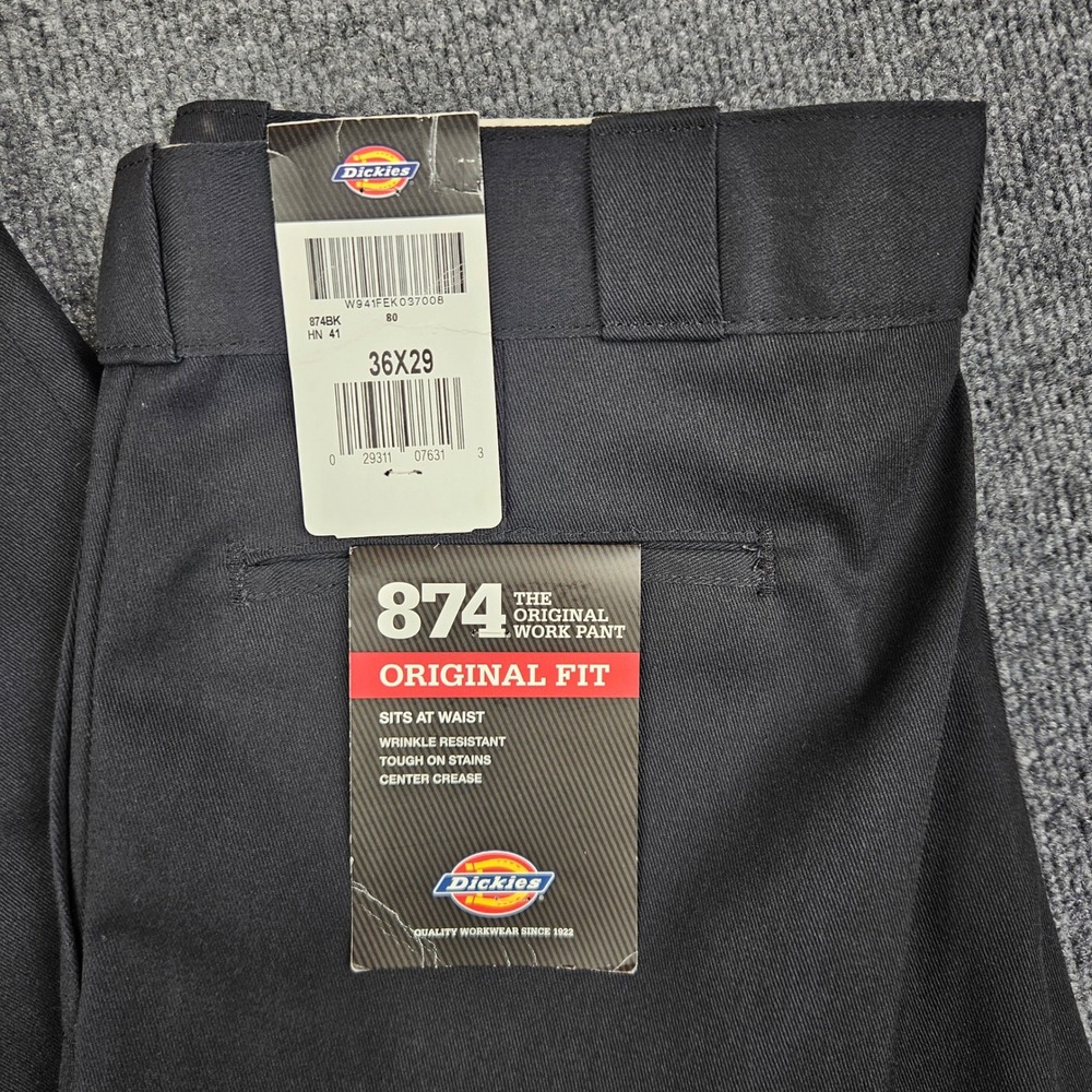 Dickies 874 Original Fit Work Pants Men 36X29 Straight Leg Black Chinos Workwear